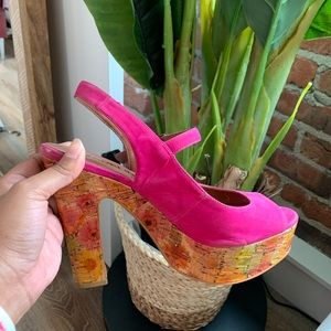 👠 Madeline Pink Suede Clog Heels